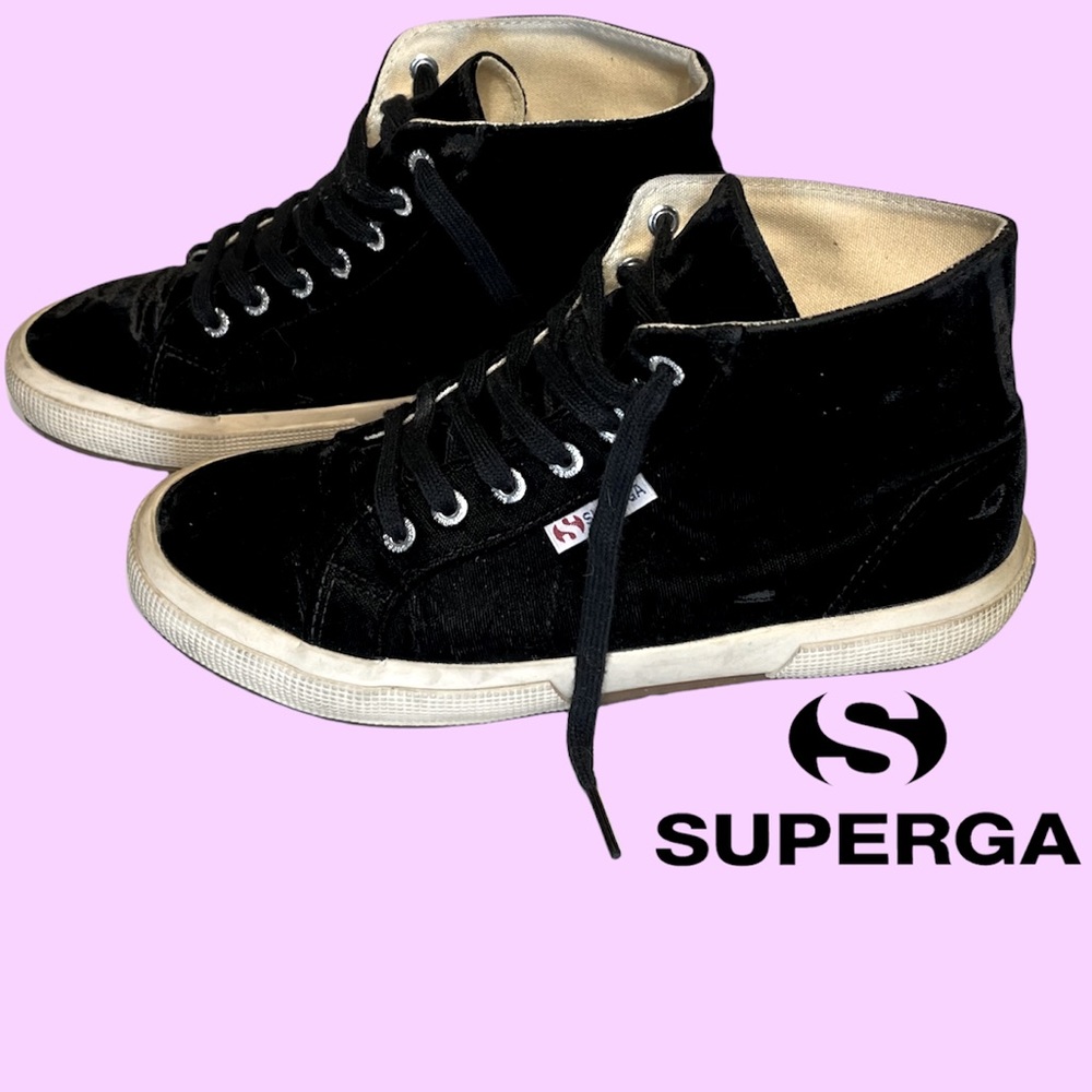 Superga - Velvet Hightop - Black - Size 7.5
